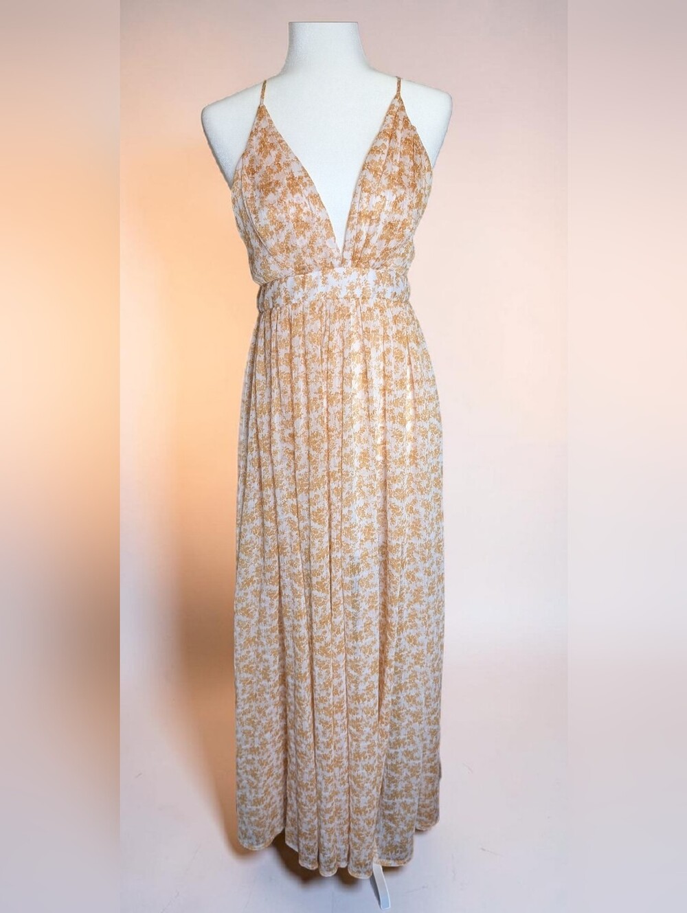Floral Yellow V-Neck Maxi Dress - Sleeveless Summer Dress - Picture 2 of 8